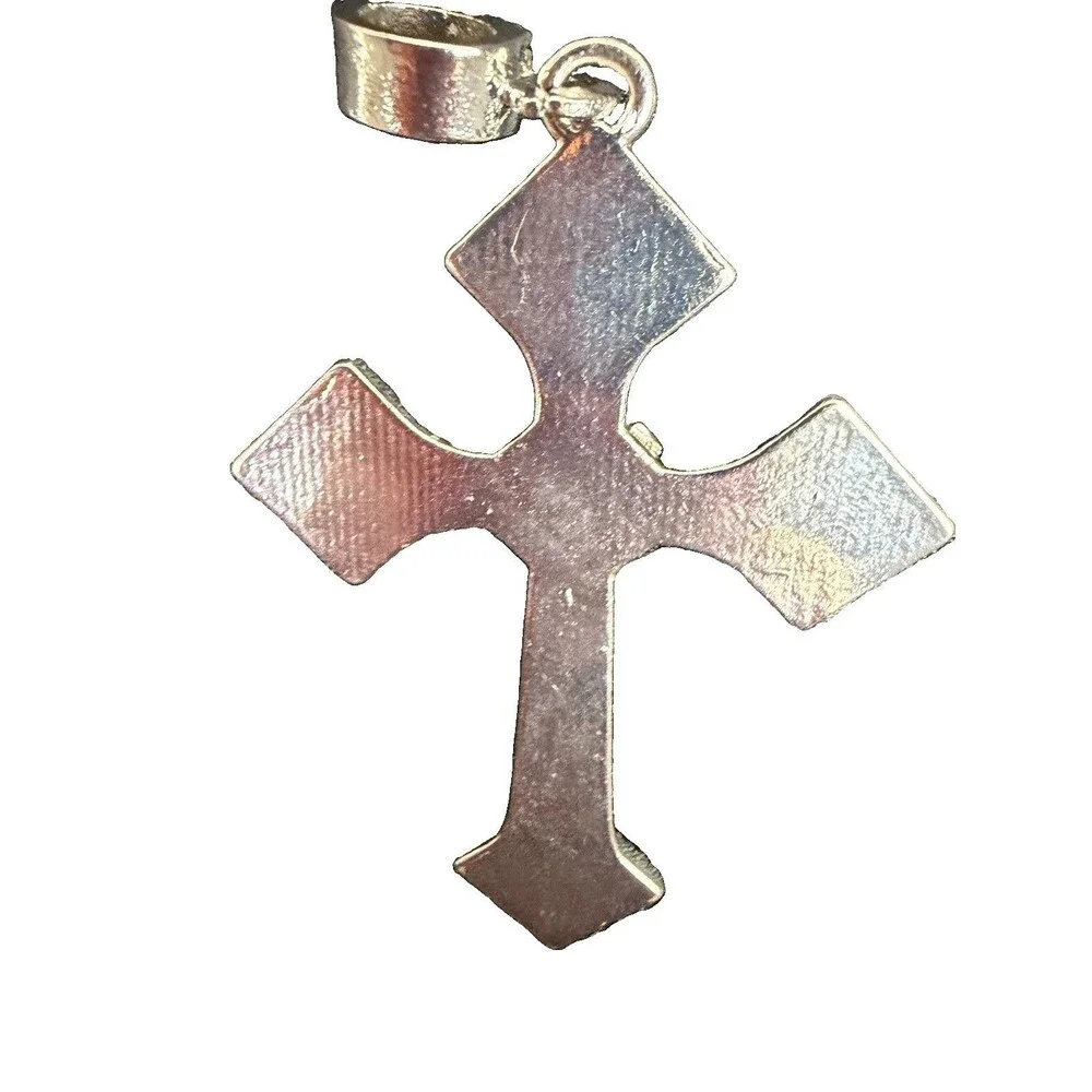 Men’s Big Diamond Cross Pendant 925 Silver 9.2 Grams